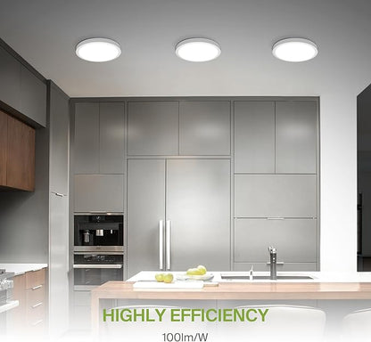 ASD LED 18" Round Flush Mount Ceiling Light Fixture, Low Profile Surface Lighting | 5CCT, Dimmable, Ultra-Thin, ETL Listed | 32W 2600LM 2700-6000K 100-277V | Kitchen, Bedroom, Hallway Lamp | White