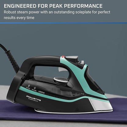 Rowenta Steam Force Stainless Steel Soleplate Steam Iron for Clothes, 400 Microsteam Holes, 1800 Watts, Ironing, Fabric Steamer, Garment Steamer, Digital Display, Precision Tip, DW9440