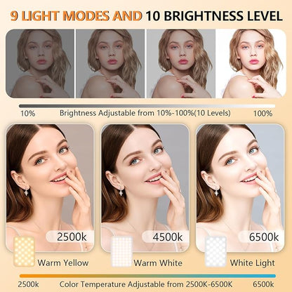 BANSINE Portable LED Photo Light - USB-Rechargeable, Up to 6500K Color Temperature for Selfie, Zoom Conference, Video, Makeup