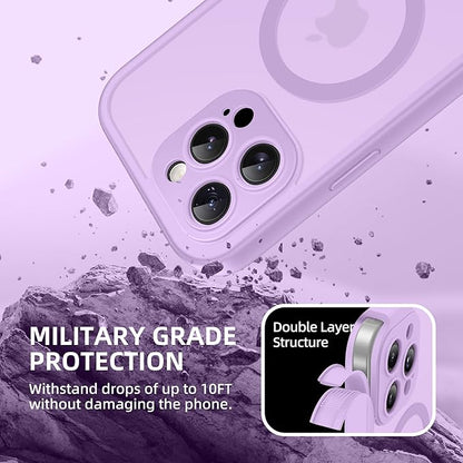 BERFY Magnetic for iPhone 14 Pro Max Case,Compatible with MagSafe,Built-in Privacy Screen Protector and Upgraded Camera Protection,Anti-Spy Full Body Shockproof Phone Case for 14 Pro Max, Light Purple