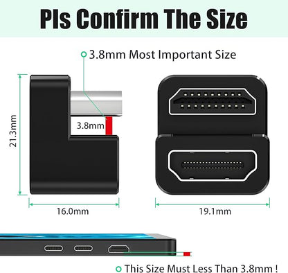AGVEE 3 Pack (Long Side Inward) 180 Degree Angled HDMI Male to HDMI Female Adapter, U-Shaped 8K@60HZ Converter Coupler Connector Extender for Portable Display Monitor Accessories, Black