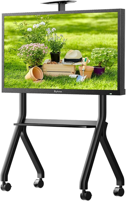 Sylvox Rolling TV Stand for 43-55 Inch Outdoor TVs, Mobile TV Cart Floor TV Stand Max Load 88LBS, 360° Locking Wheels, Max VESA 700x500mm, Not Suitable for Outdoor TVs More Than 55 inches