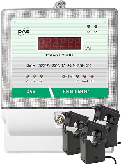 DAE P254-3000 KIT, UL 3000A kWh meter3 Phase 120-480V 50/60Hz RS485, 3 Split CTs (3", 5" Inner Dimension)