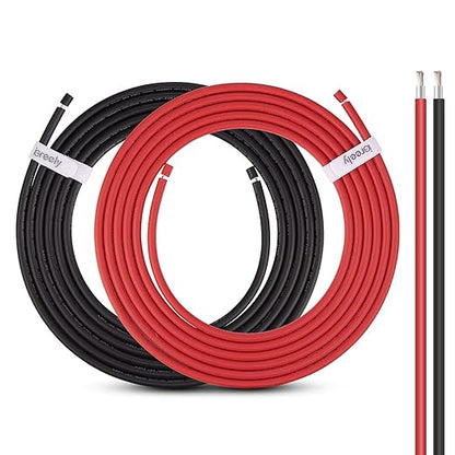 10 Gauge Wire - iGreely Solar Panel Wire 30Ft Black & 30Ft Red 10AWG(6mm²) Tinned Copper PV Wire UV Resistant Cable for Solar Panel MPPT Controller Boat Marine Automotive RV Outdoor