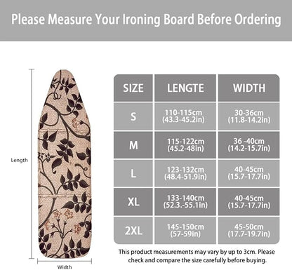 ZCFYGDX Ironing Board Cover with William Morris Prints, Washable Elastic Fabric, Heat-Resistant and Breathable, 3 Nylon Buckle Straps Fastening, Fits for Various Standard Sizes, 14x45 Inch