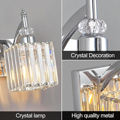 BBLLWJ 6 Light Bathroom Vanity Light Modern Chrome Vanity Light Fixtures Bathroom Light Fixtures Over Mirror Crystal Vanity Lighting Fixtures