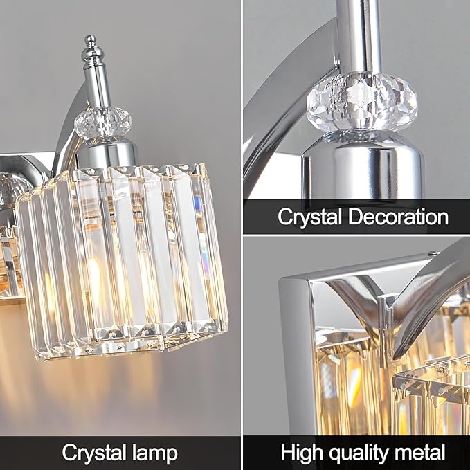 BBLLWJ Crystal Vanity Lights Chrome 5 Light Bathroom Light Fixtures Over Mirror Modern Vanity Light for Bathroom