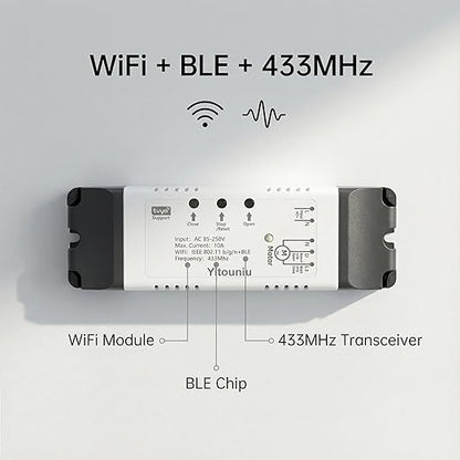 Yitouniu WiFi Linear Actuator Module, Motor Controller with Tuya Smart Life App, Alexa Voice Control, RF433 Remote, Forward Reverse Switch & WiFi Timer Switch for Automation (AC 85V-220V)