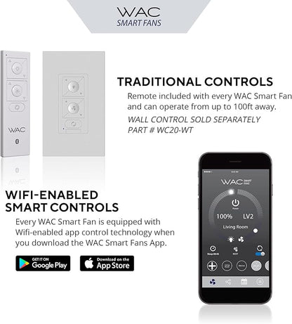 Rotary Indoor and Outdoor 5-Blade 65in Smart Home Ceiling Fan in Matte Black Brushed Nickel with 2700-3000-4000-5000K Selectable LED Light Kit and Remote Control works with iOS or Android WAC App