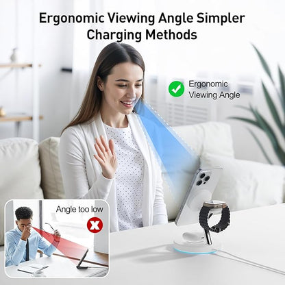 2025 3 in 1 Charging Station Compatible with Magsafe Charger Wireless Charger Stand for iPhone 16 15 14 13 12 Series Wireless Charging Station for AirPods Wireless Charging Stand for iWatch Series
