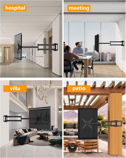 48'' Extension Extra Long Arm TV Wall Mount with Power Outlet, Rotating TV Wall Mount 180° Full Motion Heavy Duty for 26''-65'' Screens, VESA 400x400mm, Load 110 lbs, 16''Wood Stud/Concrete/Brick Wall