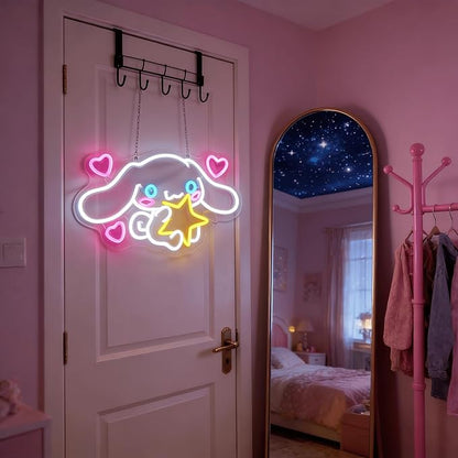 THIIXDAI Cinnamoroll Neon Sign for Room Decor, USB Powered LED Lights with Dimmable, Japanese Cartoon Dog Neon Signs, Cute Night Light Gifts for Children (15"L x 9.61"W)