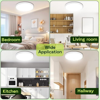 hykolity 2 Pack 9 Inch Selectable CCT LED Round Flat Panel Light, 18W 1800LM 3000K/4000K/5000K, Edge-Lit Flush Mount Ceiling Light Fixture for Kitchen, Bedroom, Laundry and Closet Room，White