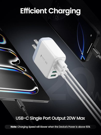 USB C Charger Block,EIZLXQ [2-Pack] Type C Charger Fast Charging,50W 5-Port USB Wall Chargers Multiport Type C Charging Block Cube for iPhone 16 15 14 13 12 11 Pro Max XS,iPad,Samsung&More-3C2A-White