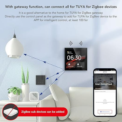 Smart Scene Wall Switch Panel 100 to 240V with 4 Inch Touch Screen and Voice Control for Smart Home Control (Compatible with ZigBee and BT Devices)