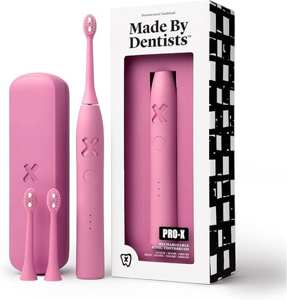 Made by Dentists PRO‑X Sonic Electric Toothbrush for Adults– Dentist‑Designed Rechargeable Toothbrush,9× More Plaque Removal, 70 Day Battery Life, USB‑C Fast Charge, 3 Modes, Travel Case & Extra Heads