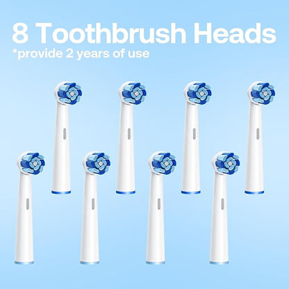 Bitvae R2 Rotating Electric Toothbrush for Adults with 8 Brush Heads, 5 Modes Rechargeable Power Toothbrush with Pressure Sensor, White