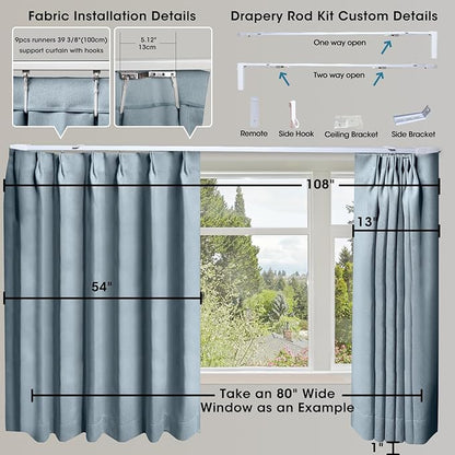 SmartWings Automatic Curtain Opener with Drapery, Motorized Vertical Blinds with Remote, Electric Closet Doors Sliding Panels Compatible with Alexa Google Homekit, 93% Blackout Greyish Blue