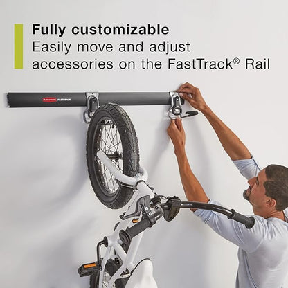 Rubbermaid 20-Piece FastTrack Garage Wall-Mounted Storage Kit 5 Rails and 15 Hooks for Home/House/Tool/Sports/Utility Purposes