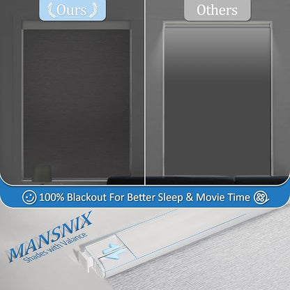 MANSNIX Smart Motorized Blinds with Remote, Cordless No-Drill Automatic Roller Shades, Blackout Electric Blind for Windows, Grey, 46 x 72