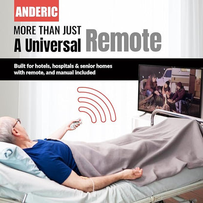 [10 Pack] Anderic Easy Big Button Universal TV Remote Control. Easy to Use, Learning, Glow Keys - Television & Cable Box Controller, Perfect for Assisted Living Elderly Care - White - RR1004