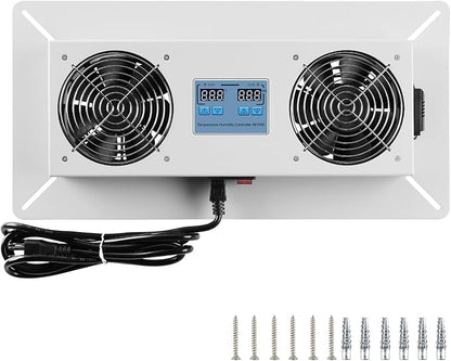 Pewoaoa 240 CFM Crawlspace Vent Fan, With Thermostat,Humidistat, Crawlspace Fans, For Moisture Reduction, Radon Mitigation, Freeze Protection, Ideal for Basement, Attic, Crawl Space Fan Vent(Air Out)