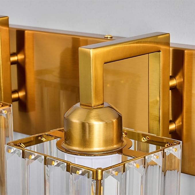 FDPBY Modern Bathroom Vanity Light 3-Lights Gold Crystal Wall Lamp Bathroom Modern Crystal Vanity Lighting