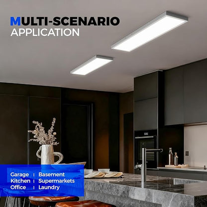 Barrina 1x4 LED Flat Panel Light Surface Mount, 8640LM 72W, 0-10V Dimmable, Selectable Flat Panel Ceiling Lights Fixture, 5CCT 3000K/3800K/4500K/5200K/6000K, Flush Mount for Kitchen, Garage, 4 Packs