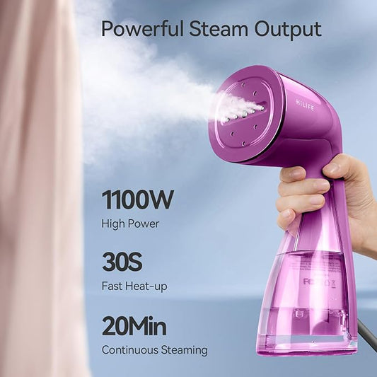 HiLIFE Steamer for Clothes, Portable Handheld Clothing Steamer (91-Orchid Purple)
