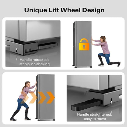 KVRG Appliance Rollers Heavy Duty,Newest Extendable Appliance Sliders,Liftable Washing Machine Base,Easily Move Washer and Dryer Machines,Refrigerators,Furniture-Grey