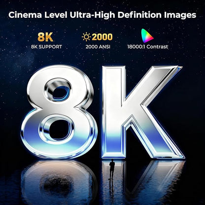 [8K 4K Support/2000 ANSI/AI Visual Calibration] Native 1080P Projector with Android 14 OS Smart Video Projector Compatible with Netflix YouTube Dolby Atmos AI Auto Focus&Keystone&Obstacle Avoidance