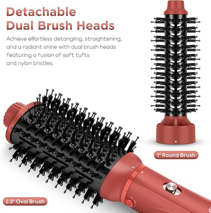 IG INGLAM Blow Dryer Brush Set, 5-in-1 Multi-Styler for Drying, Salon Blowouts, Smooth Curls, Sleek Styles, Ionic Hot Air Brush with Soft Tufts & Nylon Bristles for Frizz-Free Hair, Strawberry Bronze