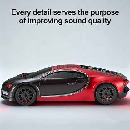 WSTER Luxury Sports Car Model Bluetooth Speaker with HD Sound, TWS Stereo Pairing, Display Screen, Built-in Microphone, Unique Bluetooth Car Speaker for Home, Party, Outdoor & Beach (Red)