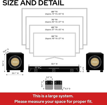 Nakamichi Dragon Home Surround Sound System with Dual 12" Subwoofers, Dolby Atmos and DTS:X Pro. Soundbar Meets AV Receiver