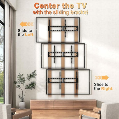 PUTORSEN 37-140'' Heavy Duty TV Wall Mount, up to 275lbs, Low Profile Fixed TV Wall Mount, with Quick Lock and Release, Max VESA 1200 x 800mm, Fits 16"/18"/24" Stud, Flush Slim Design