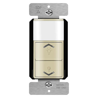 TOPGREENER Motion Sensor Light Switch Dimmer, Electronic Dimmer with PIR Motion Sensor, Occupancy & Vacancy Modes, 150W LED/CFL, Single-Pole, UL Listed, TDODS5-120-I, Ivory
