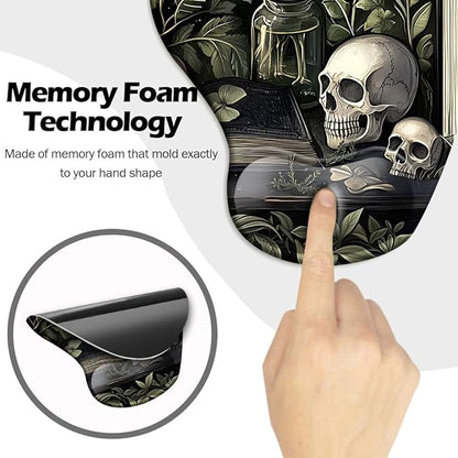 Ergonomic Mouse Pad with Wrist Support,Mouse Pad with Wrist Rest and Coaster Set,Office Supplies Non-Slip Mouse Pads for Desk, Non-Slip Comfortable,Goth