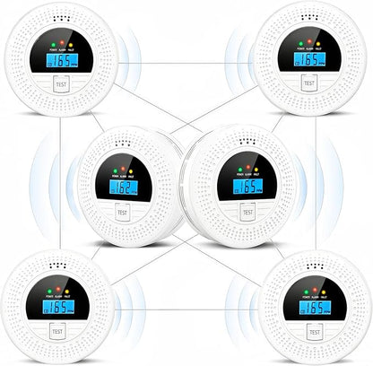 6-Pack Interconnected Smoke and Carbon Monoxide Detector, Battery Operated, Silence/Test Button, Smoke & CO Alarm for Any Room