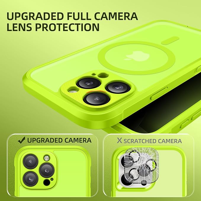BERFY Magnetic for iPhone 16 Pro Case, Compatible with MagSafe, Built-in Privacy Screen Protector and Upgraded Camera Protection, Anti-Spy Full Body Shockproof Phone Case for 16 Pro 6.3", Bright Green