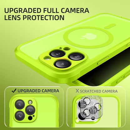 BERFY Magnetic for iPhone 16 Pro Case, Compatible with MagSafe, Built-in Privacy Screen Protector and Upgraded Camera Protection, Anti-Spy Full Body Shockproof Phone Case for 16 Pro 6.3", Bright Green