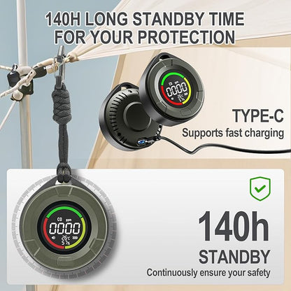 3-in-1 Portable Carbon Monoxide Detectors for Travel, Temp/Humidity Sensor, 140H Standby, Rechargeable Carbon Monoxide Monitor Alarm with Magnetic Back, CO Detector for Home/Camping/Travel/RV/Car