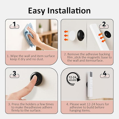 Vaszu Remote Control Holder Magnetic Wall Mount Self-Adhesive, 6 Pack Upgraded Silicone Remote Organizer Storage 360° Rotation Wall Holder for Home Office TV, Fan and Air Conditioner Remote Control