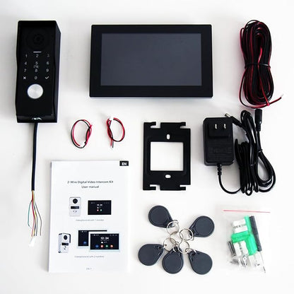 KeonBell Video Door intercom 2-Wired, doorbell withCamera, Full HD Camera, Door intercomSupports Password, 7" WiFi Monitor andTuya APP, 2-Way Audio, Unlock for HomSecurity System