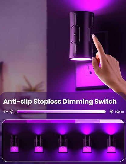 Sujeet Purple Night Light, Plug in Wall Light with Sensor, Adjustable Brightness, Dimmable Night Light Decorative for Christmas, Holiday, Home Decor, Party Decor