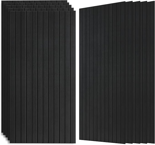AUTORIFIC Wood Veneer Sound Panels, 10 Pack 47.2”x23.6” Wall Panels, Decorative Acoustic Panels for Walls, for Office,Home Theater,Studio,Living Room, Smoky(Mitred)