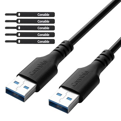 USB 3.0 Male to Male Cable 4FT - Type A, 5Gbps Data Transfer for Hard Drive, Laptop, DVD Player, USB Hub, Monitor, Camera, Set Top Box - Includes 5 Cable Ties