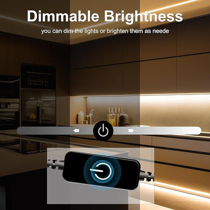 Pandery COB LED Strip,LED Strip Lights 3M/9.84ft,Touch Dimmable LED Strips,CRI90+,3000K Warm White cob led,960LEDs,24V LED Tape Lights,Indoor for Bedroom, Kitchen, TV, Mirror,Cabinet