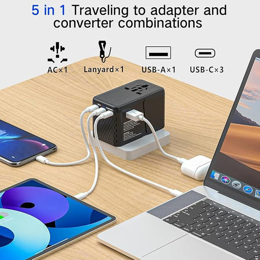 Travelconverter Adapter Voltage Converter That Steps Down 230 Volts to 120 Volts for use in Over 200 Countries,Including The U.S., U.K., Europe, and Australia(Black)