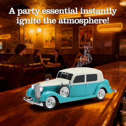 WSTER Vintage Car Bluetooth Speaker, Retro Classic Model with Powerful Sound, Built-in Mic, TWS Dual Pairing, Multi-Interface Output, Portable Wireless Outdoor Speaker for Parties & Beach (Green)