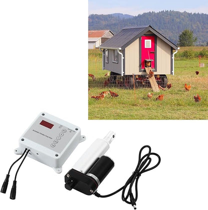 Cunyuer Automatic Chicken Coop Door Opener, Timing Photosensitive Remote Door Closer, Auto Chicken Cage Gate Opener Closer Remote Control Kit